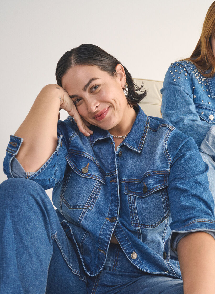 Denimjack met een klassieke snit, Blauw, Image image number 0