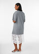 Losse T-shirt jurk met kanten afwerking, Grijs, Model image number 1