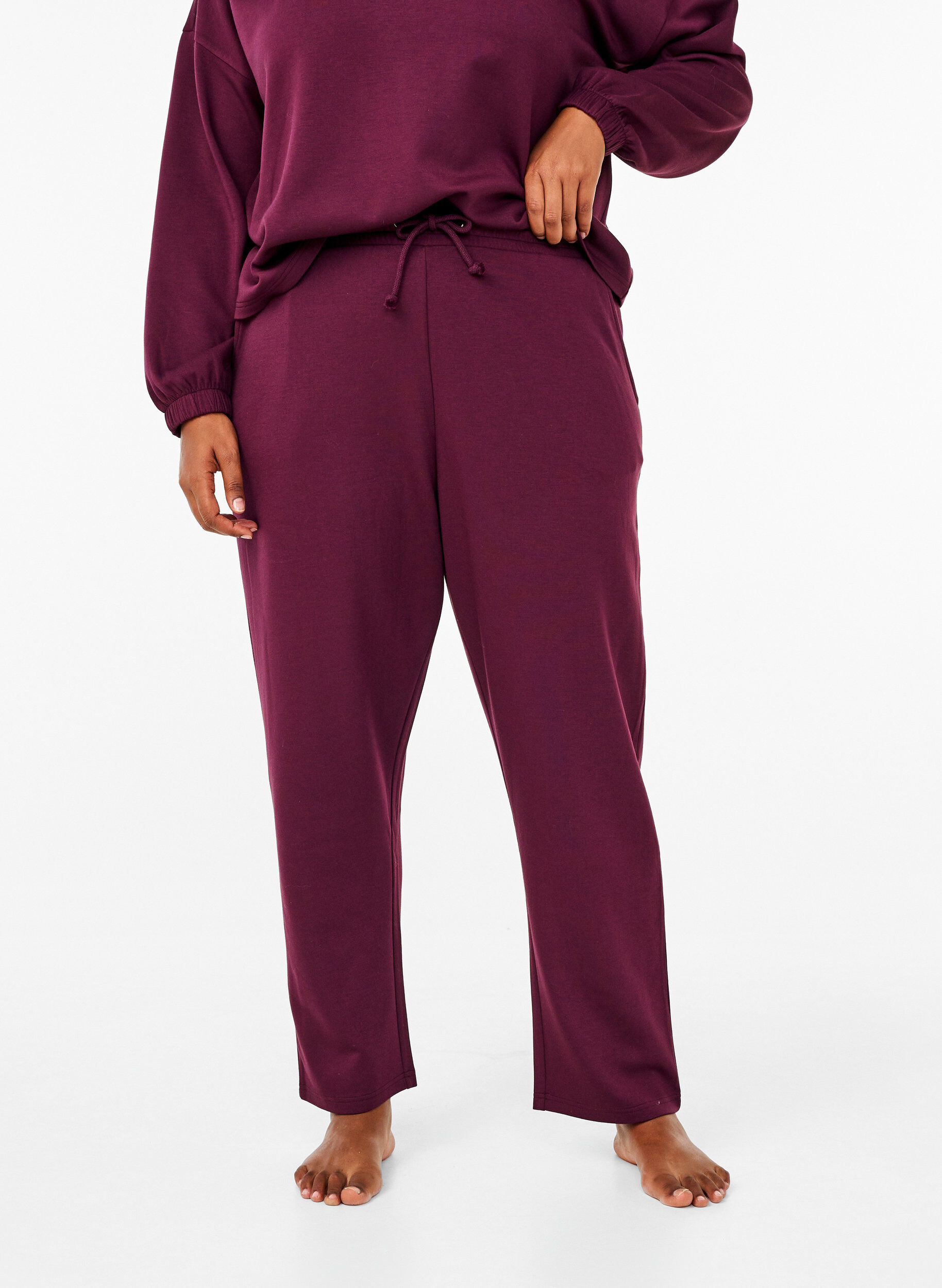 Zizzi Losse broek van modalmix, Rood, Model image number 2