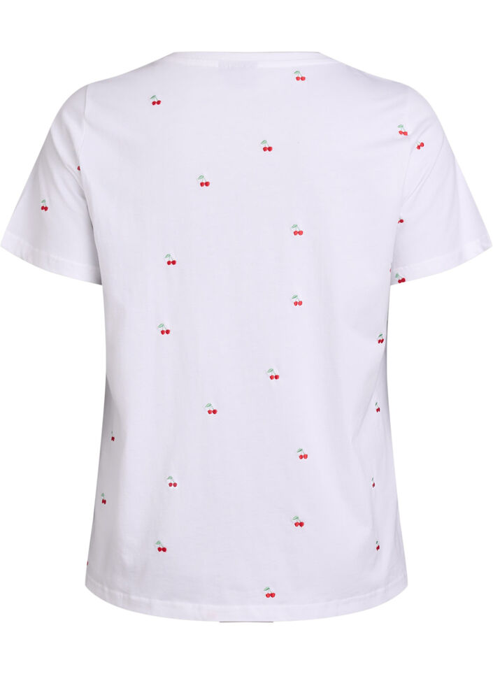 T-shirt in biologisch katoen met geborduurde motieven, Wit, Packshot image number 1