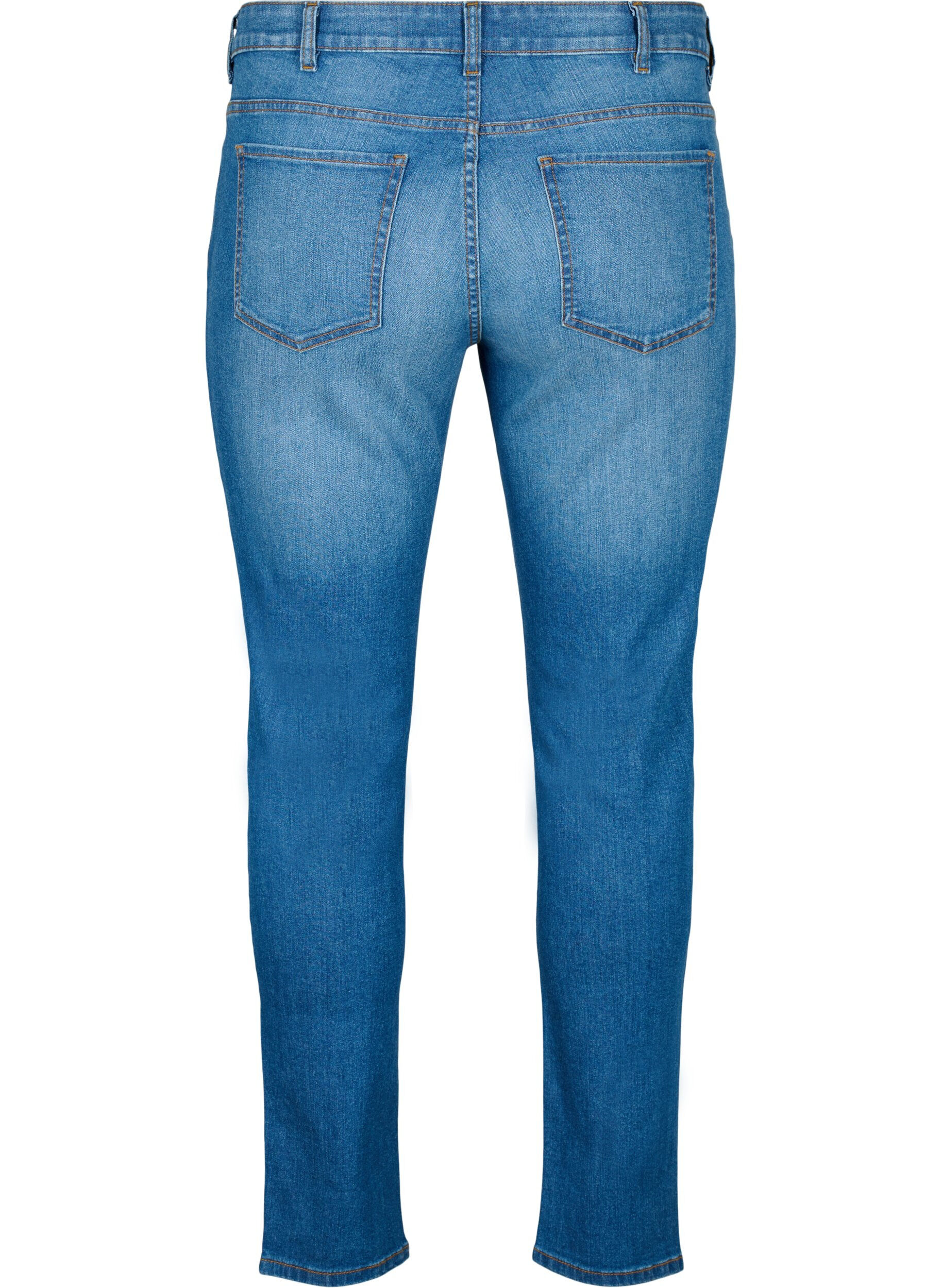 Zizzi Emily jeans met reguliere taille en slanke pasvorm, Blue denim, Packshot image number 1