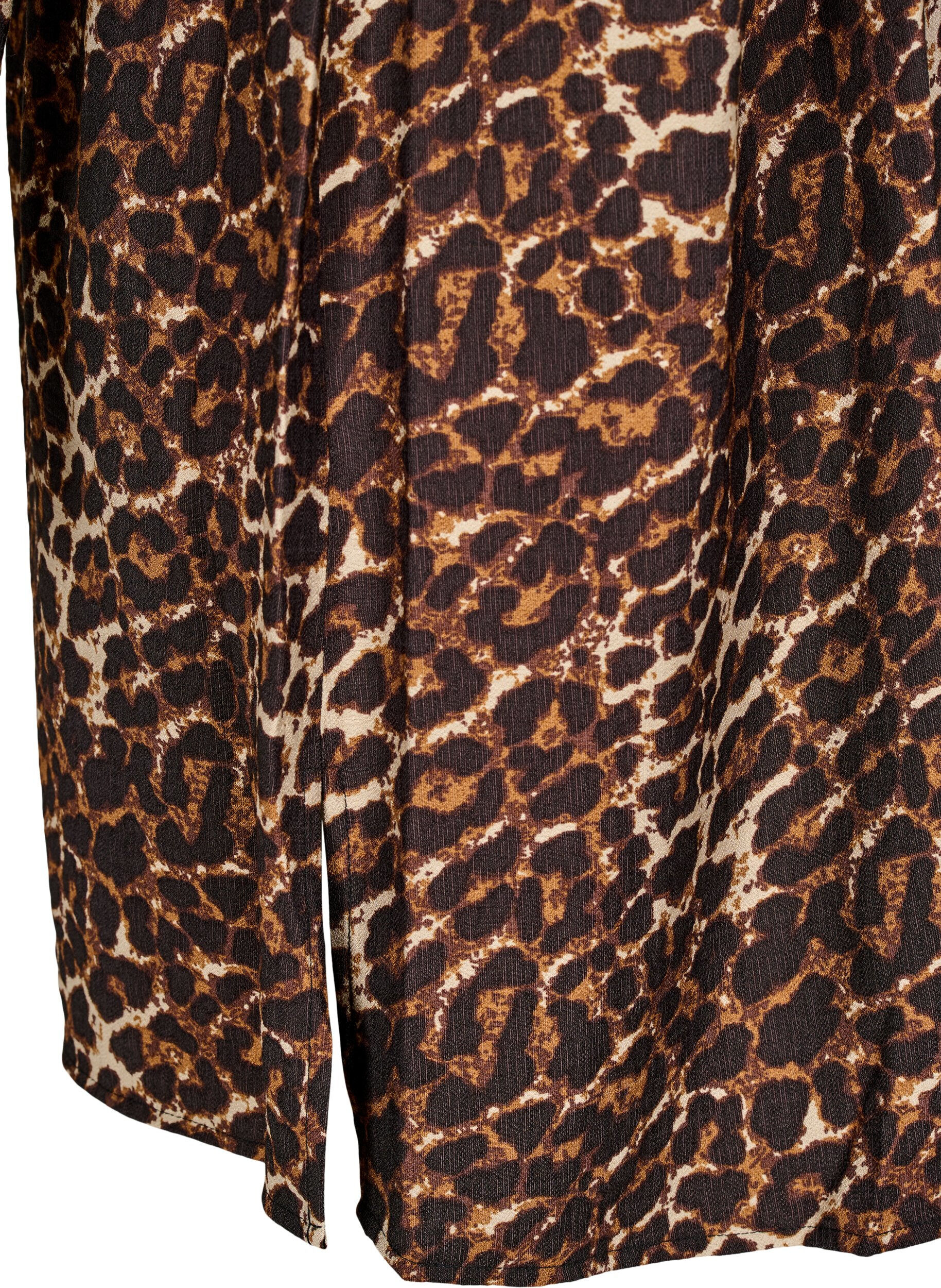 Zizzi Jurk met lange mouwen en strikriem, Bruin, Packshot image number 3