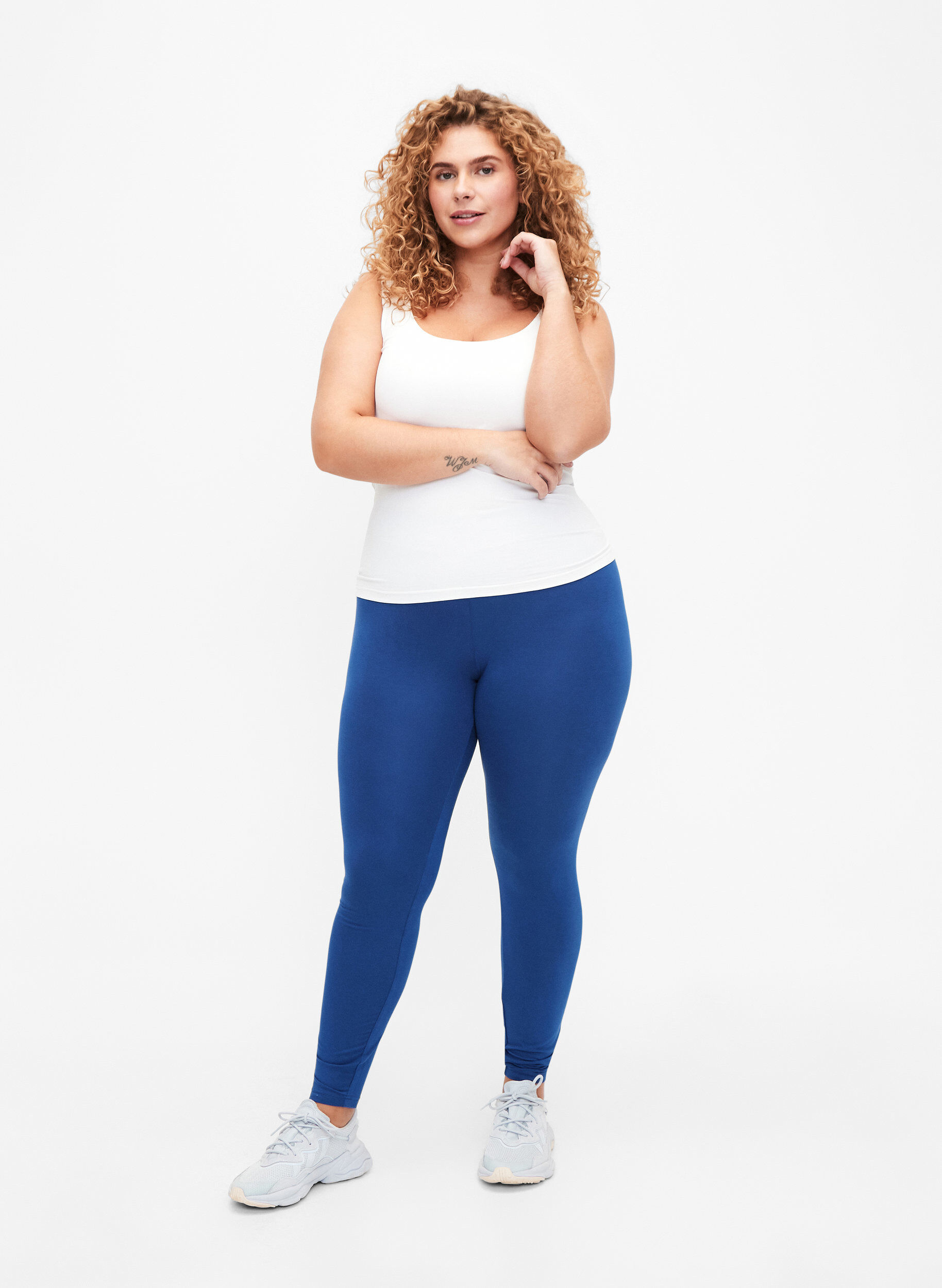 Zizzi Basic legging in viscose, Blauw, Model image number 1