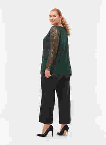 Cropped broek met wijdte, Black, Model image number 1