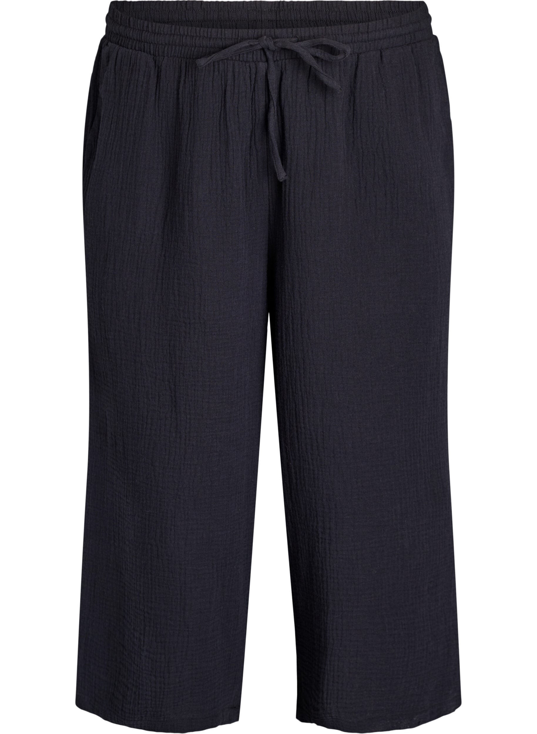 Zizzi Culotte broek met een hoge taille, Zwart, Packshot image number 0