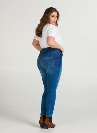 Extra slim fit Nille jeans met hoge taille, Dark blue denim, Model image number 0