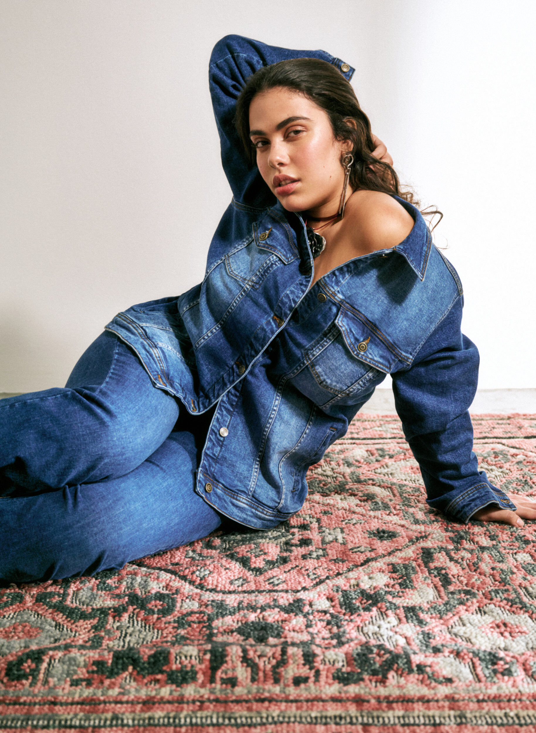 Zizzi Korte denim jas in katoen, Blue denim, Image image number 0