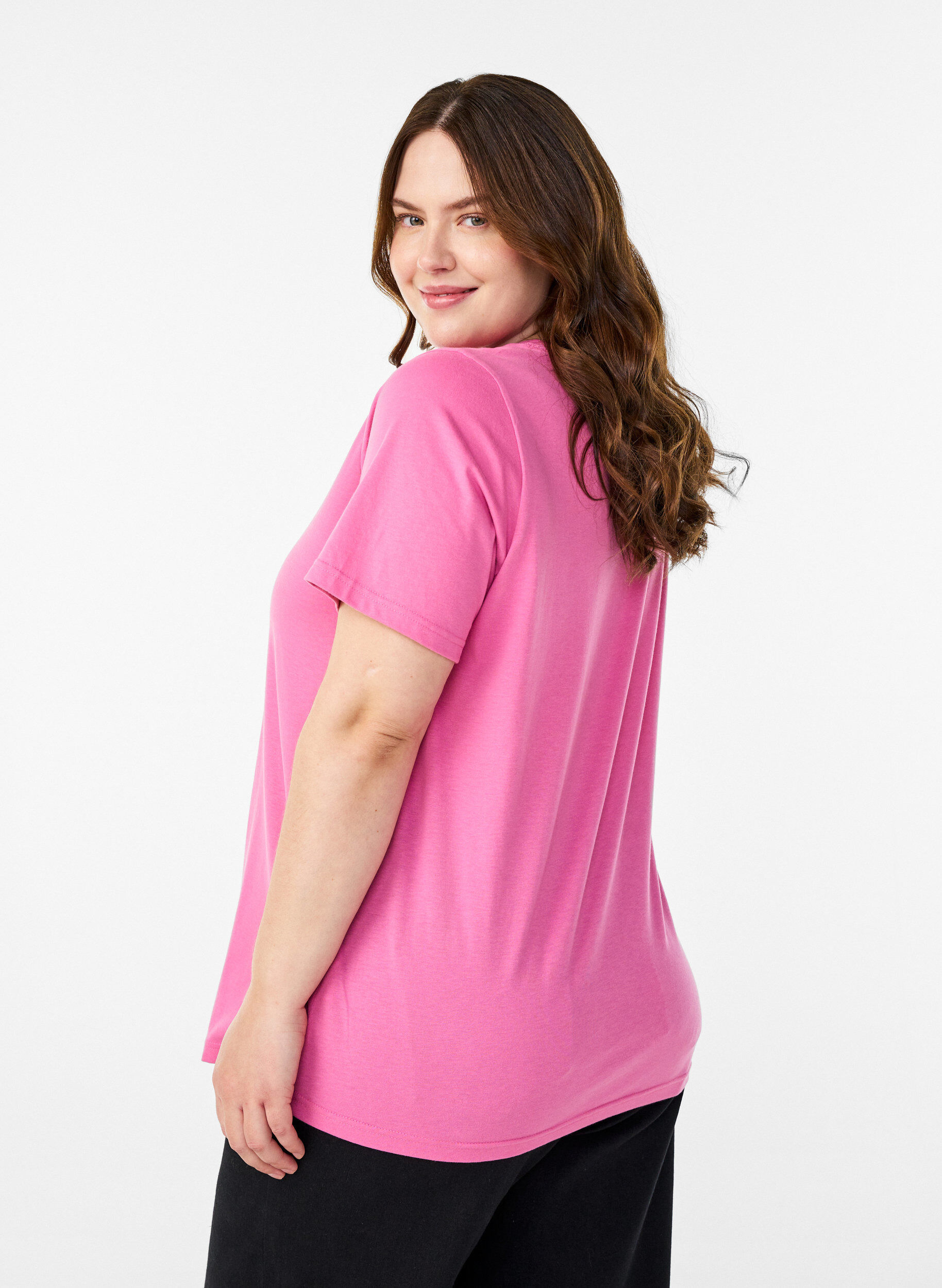 Zizzi FLASH - T-shirt met print, Roze, Model image number 2