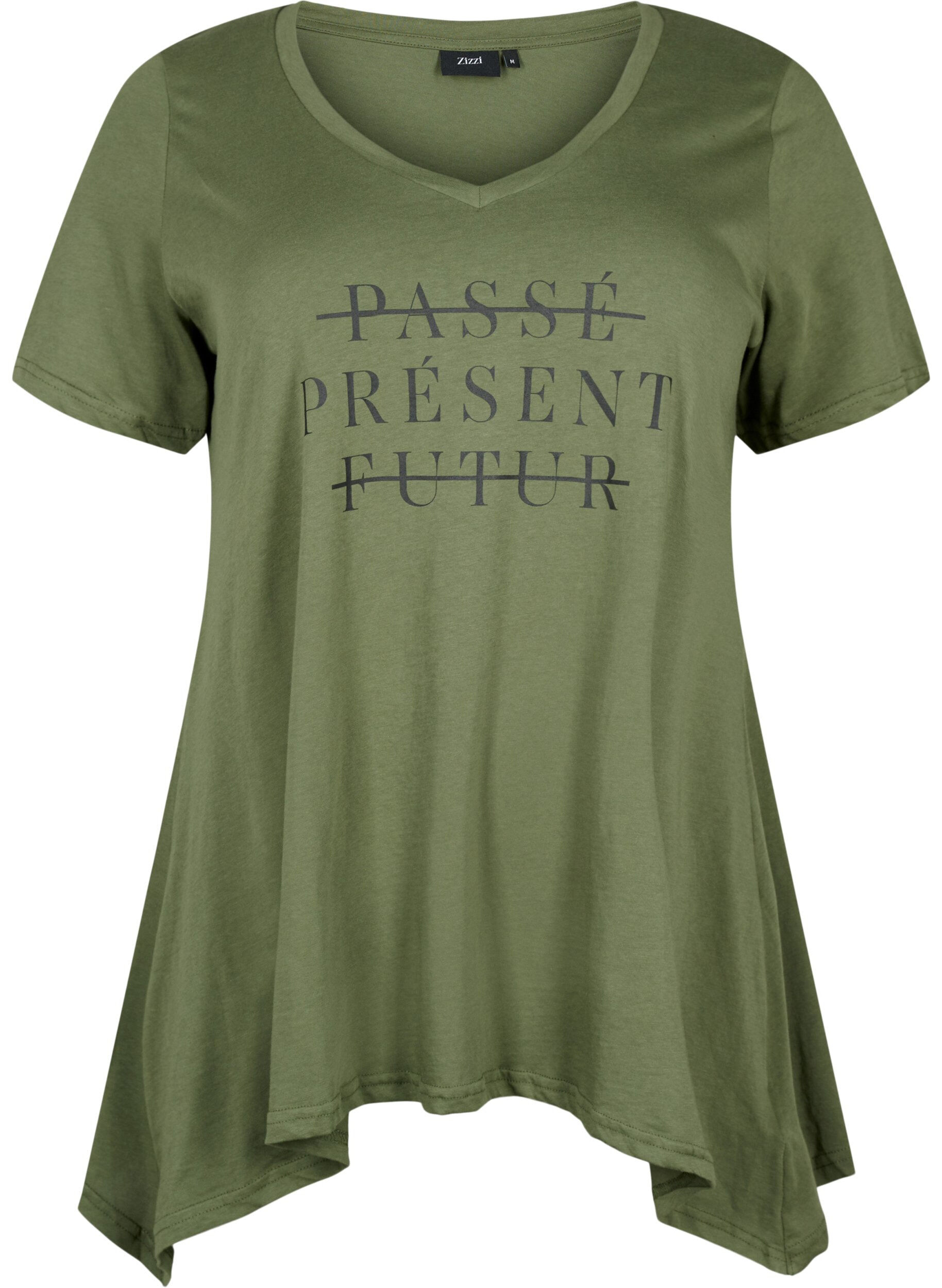 Zizzi Katoenen t-shirt met korte mouwen, Thyme PRESENT, Packshot image number 0