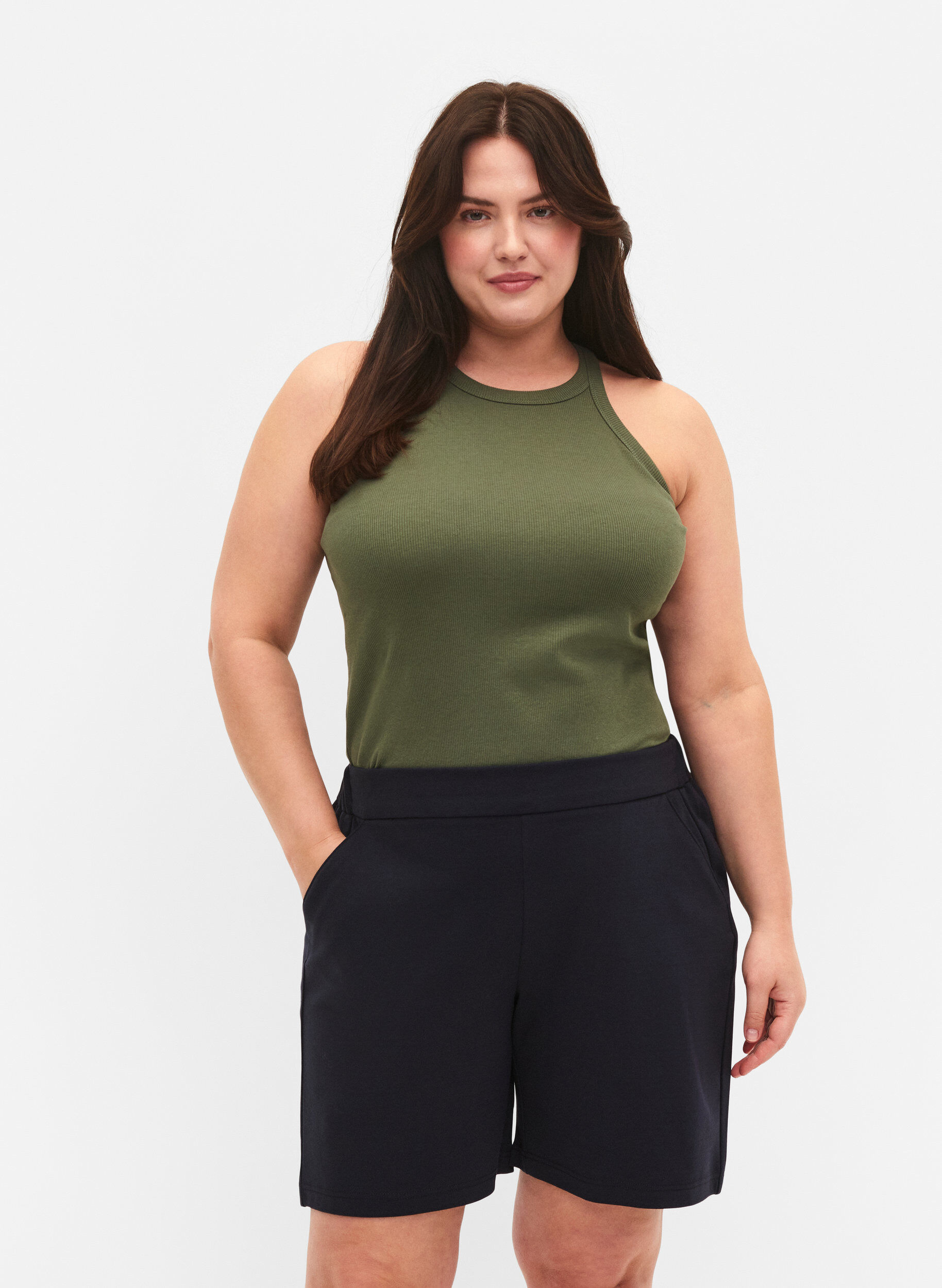 Zizzi Maddison korte broek met normale pasvorm, Night Sky, Model image number 0