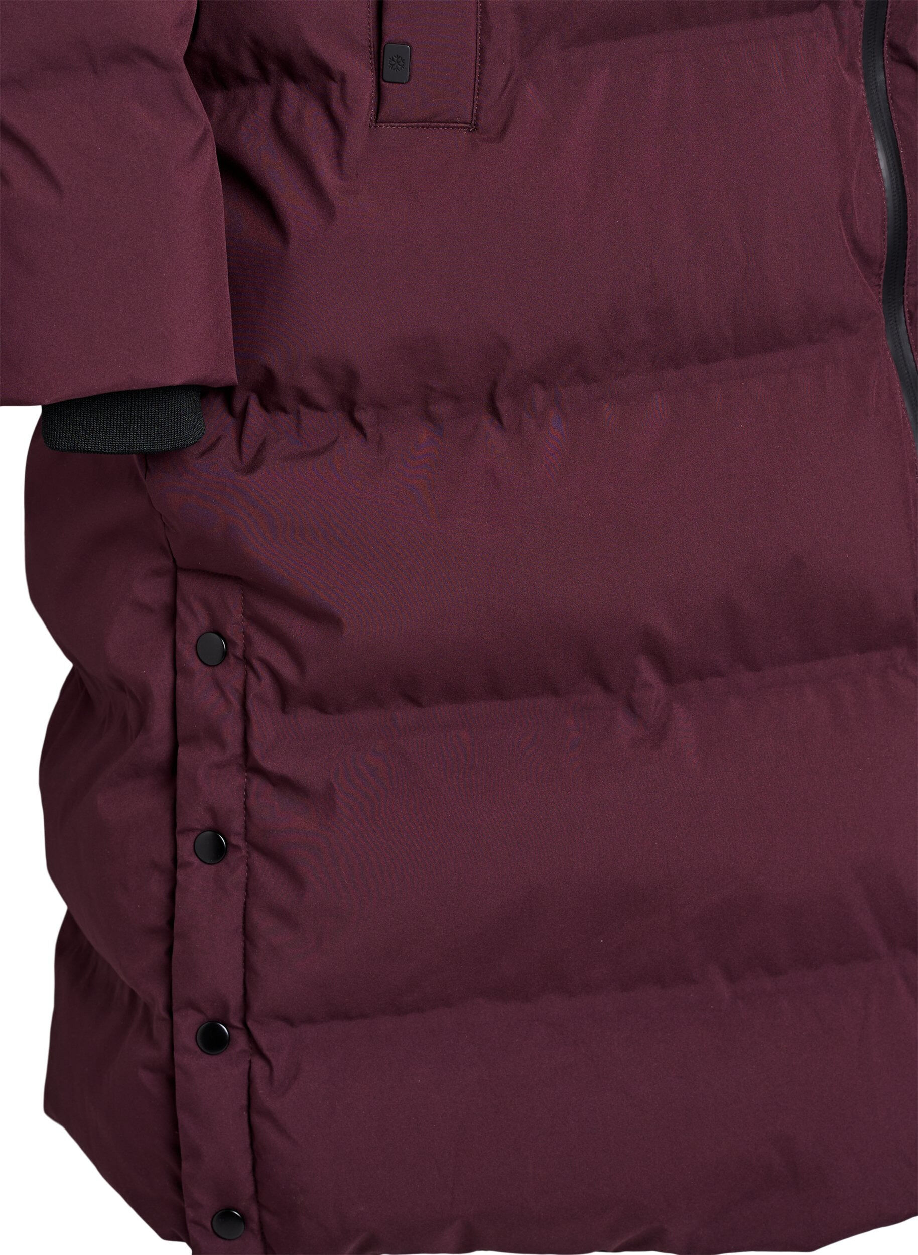 Zizzi Lange puffer winterjas met capuchon, Donker Bordeaux, Packshot image number 3