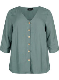 Viscose blouse met knopen en v-hals, Balsam Green