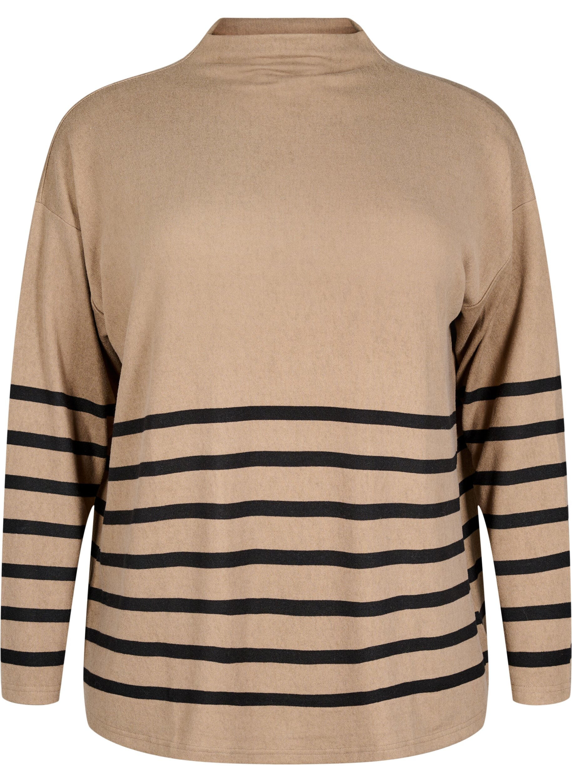Zizzi Blouse met een hoge hals en lange mouwen, Beige, Packshot image number 0