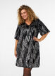 Korte jurk met pailletten en ballonmouwen, Zwart, Model image number 2