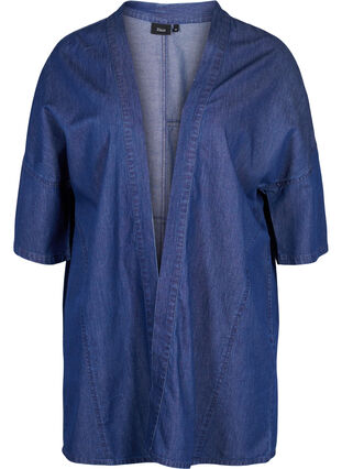Denim kimono met 3/4 mouwen, Medium Blue Denim, Packshot image number 0