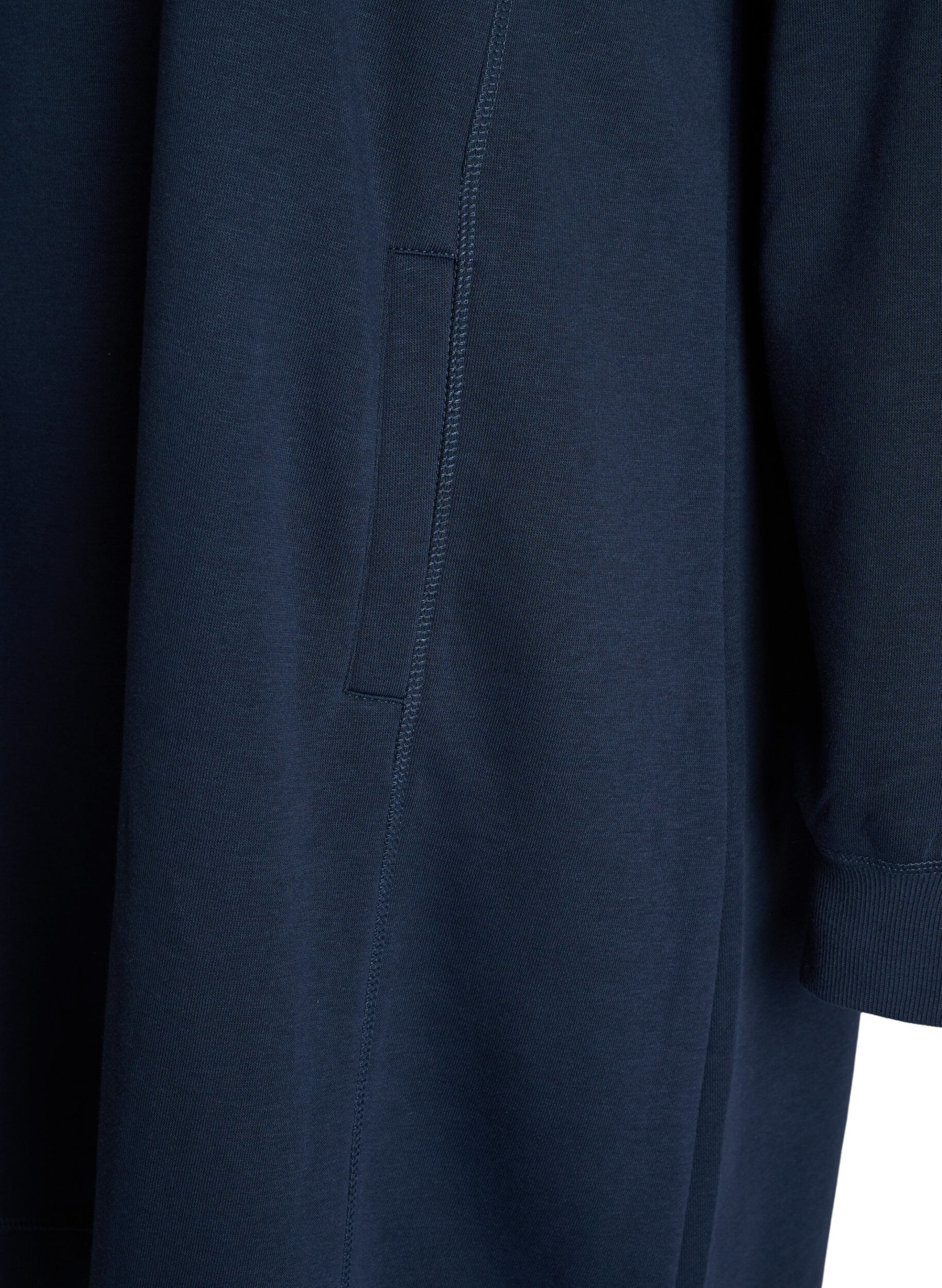 ZizziKort sweatshirt jurk met hoge kraag en zakken, Blauw, Packshot image number 3
