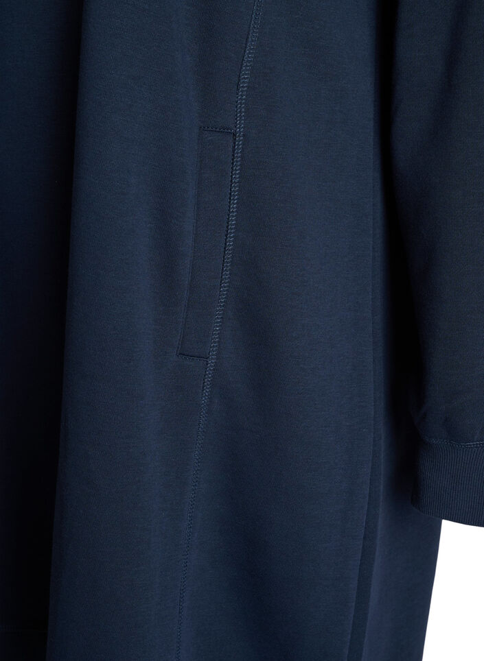 Kort sweatshirt jurk met hoge kraag en zakken, Blauw, Packshot image number 3