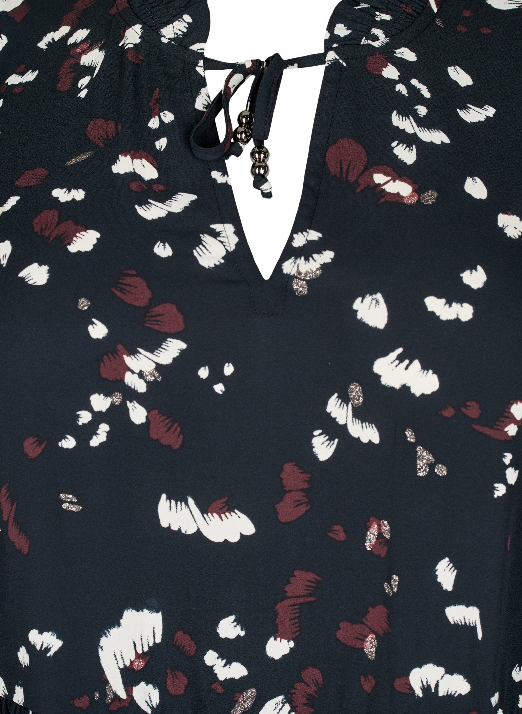 Zizzi Tuniek met print en een ruchekraag, Black AOP Print, Packshot image number 2