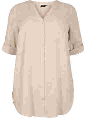 Lange blouse met 3/4 mouwen en v-hals