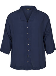 Viscose blouse met 3/4 mouwen, Navy Blazer