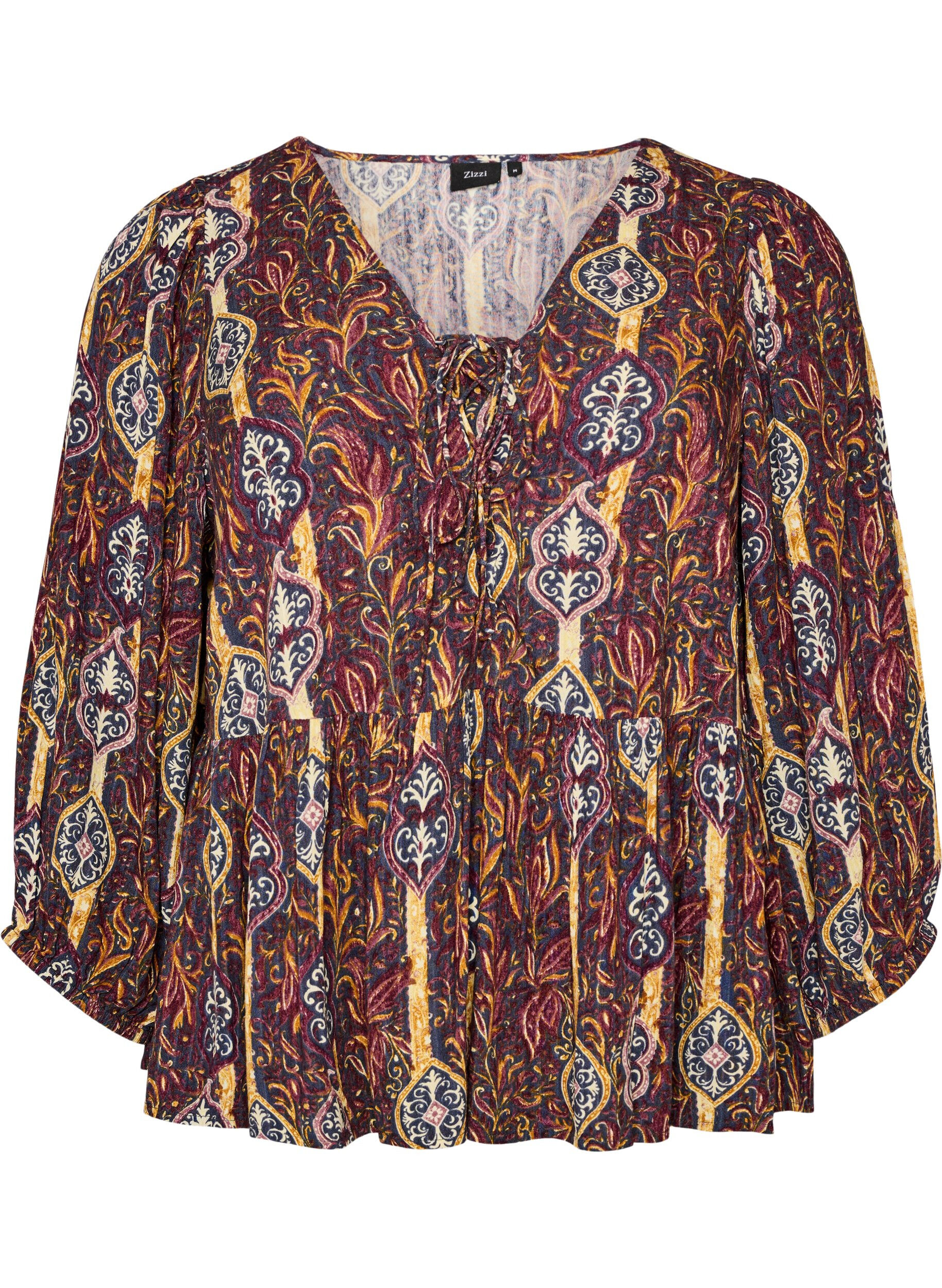 Blouse met paisleyprint en kanten detail