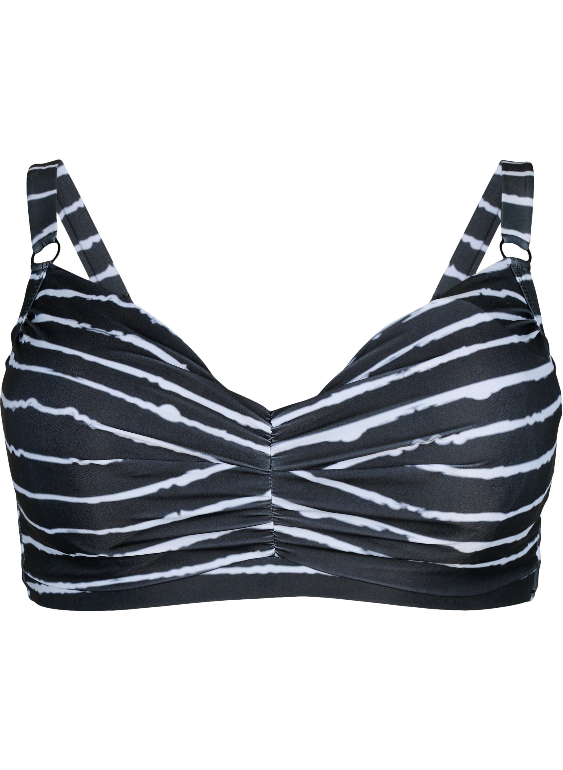 Zizzi Bikini beha met opdruk en beugel, Black White Stripe, Packshot image number 0