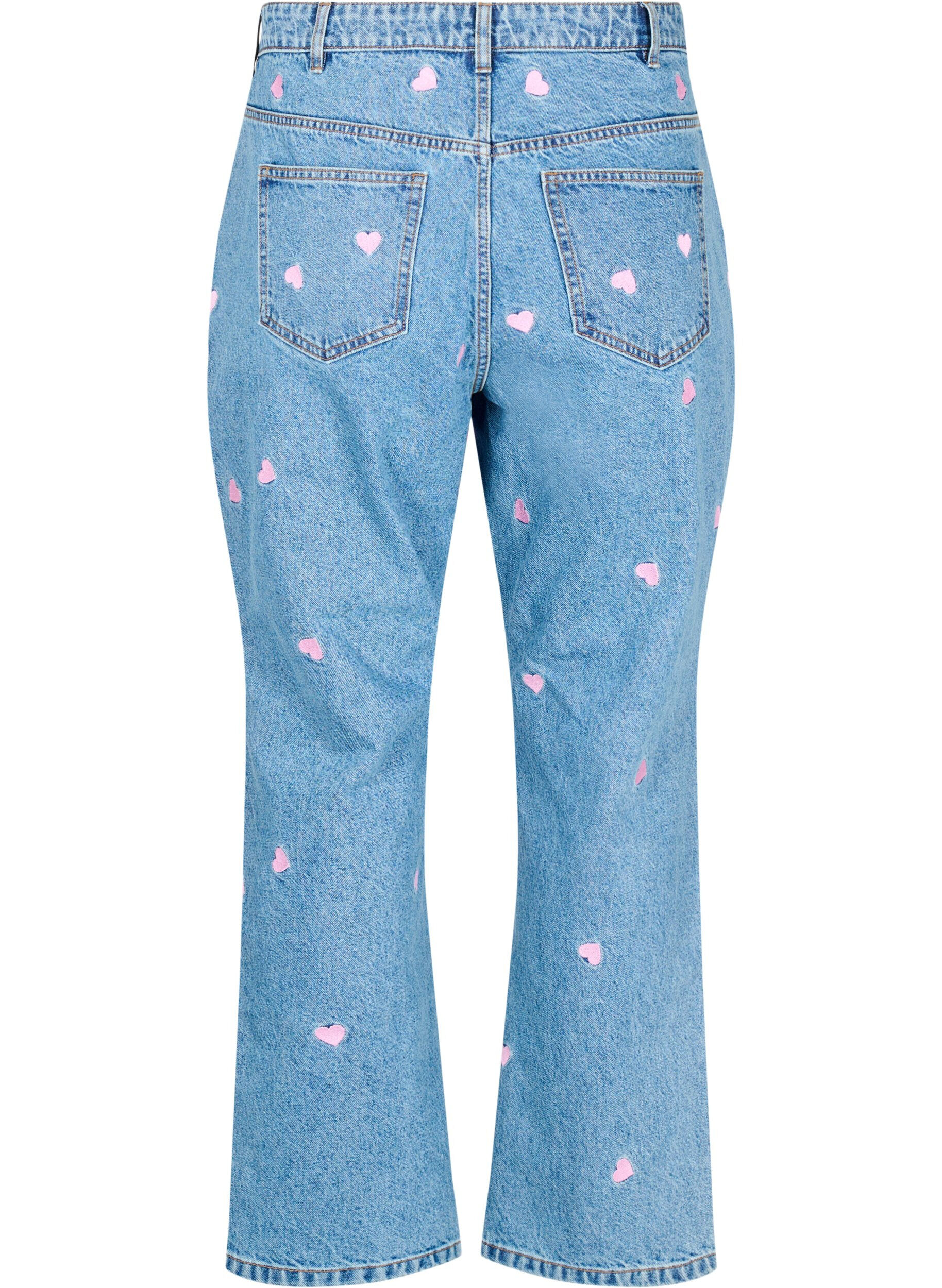 Zizzi Hoge taille Gemma jeans met lippen, Blauw, Packshot image number 1