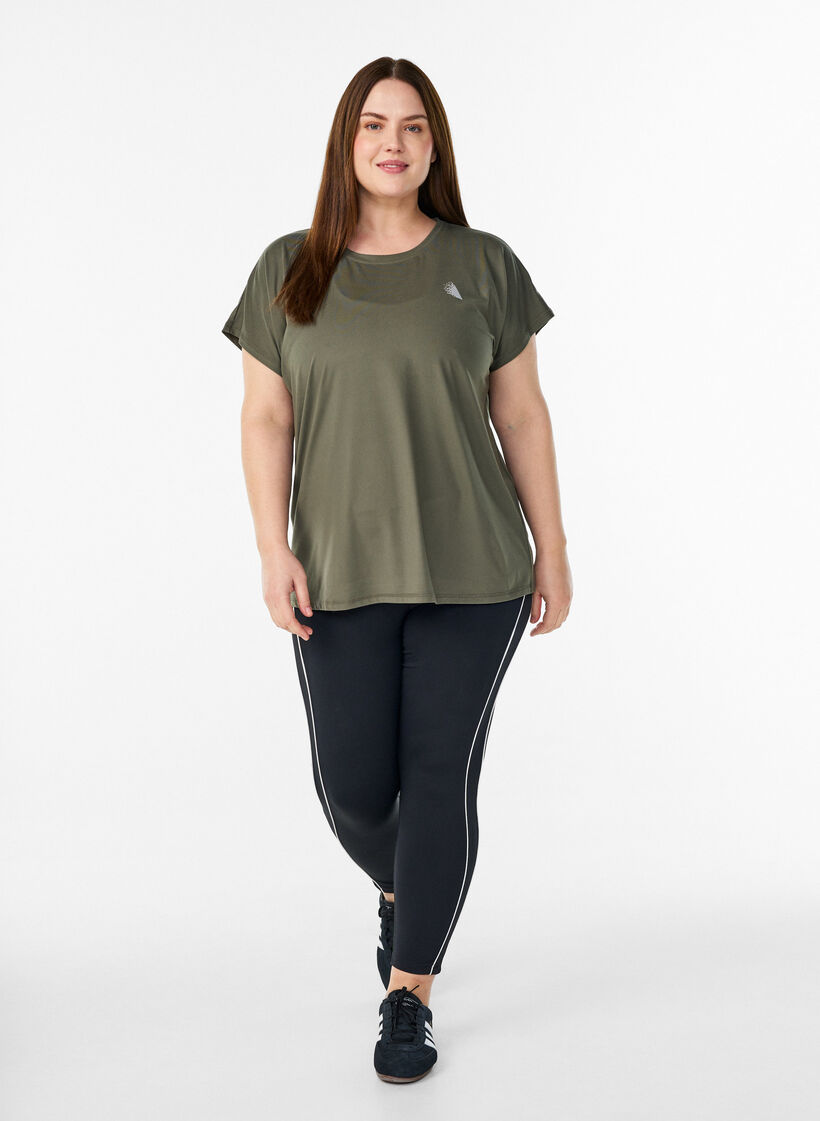 Effen gekleurd trainingsshirt, Groen, Model image number 1