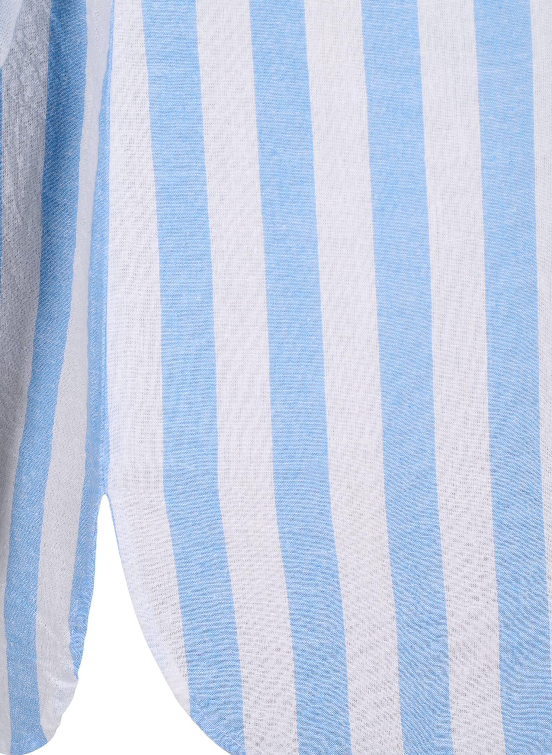 Zizzi Lang shirt van linnen en katoen, Blue White Stripe, Packshot image number 3
