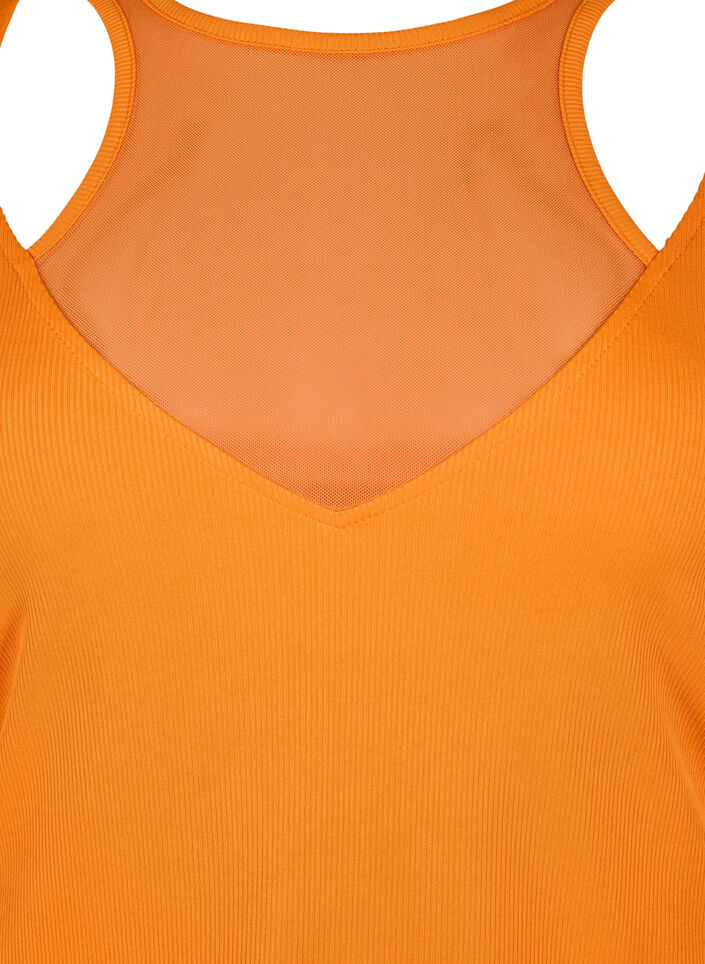 Aansluitende blouse met mesh detail, Vibrant Orange, Packshot image number 2
