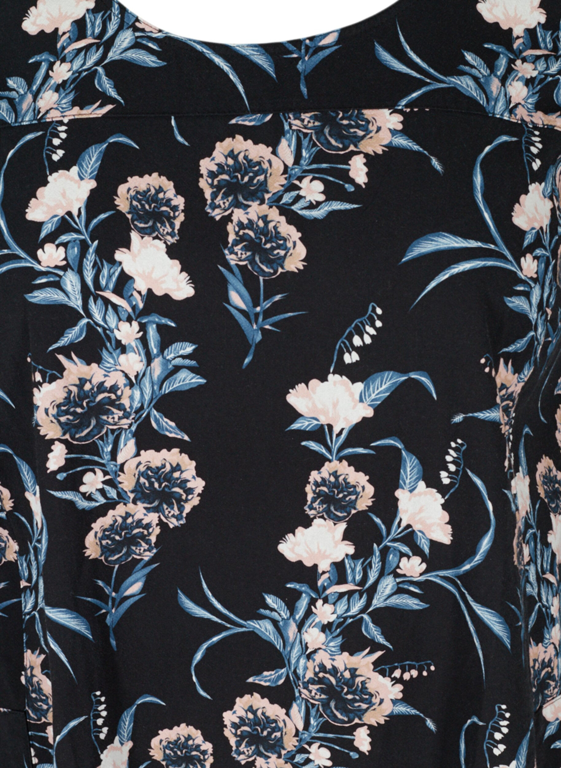 ZizziKatoenen jurk met korte mouwen en print, Blauw, Packshot image number 2