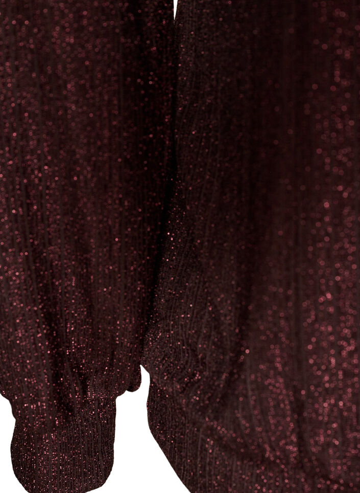 Blouse met verticale structuur en glitterdraad, Bruin, Packshot image number 3