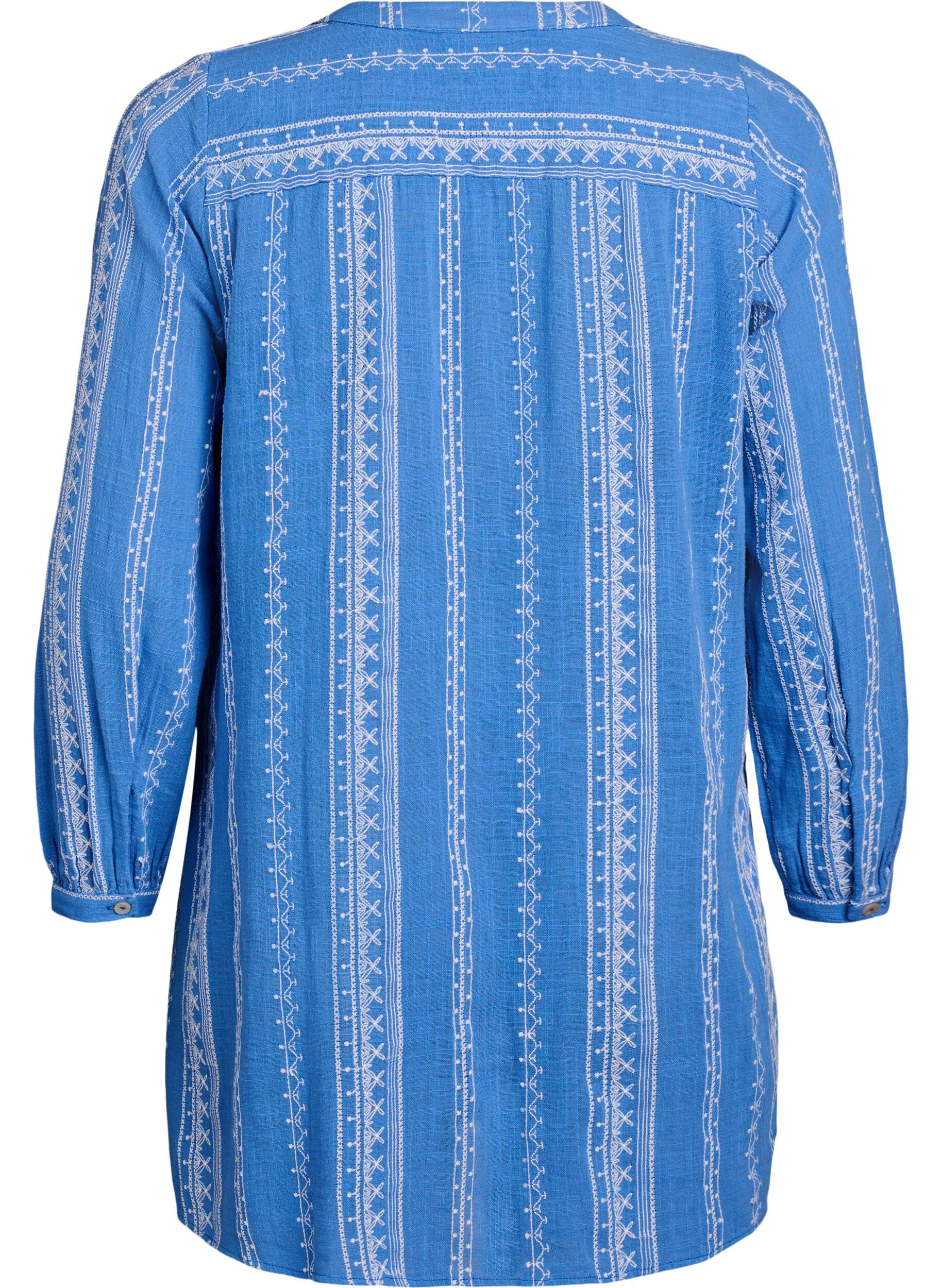 Zizzi Tunic met geborduurd patroon, Blauw, Packshot image number 1