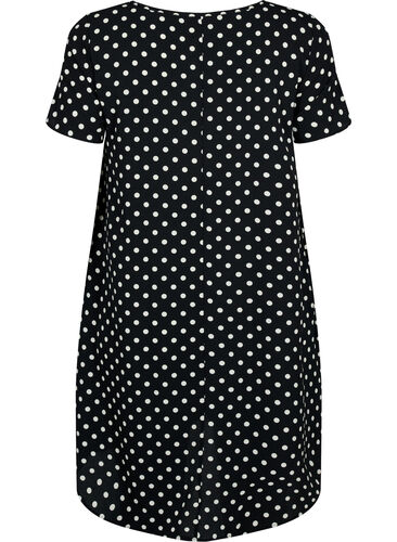 Bedrukte jurk met korte mouwen, Black w. Dots, Packshot image number 1