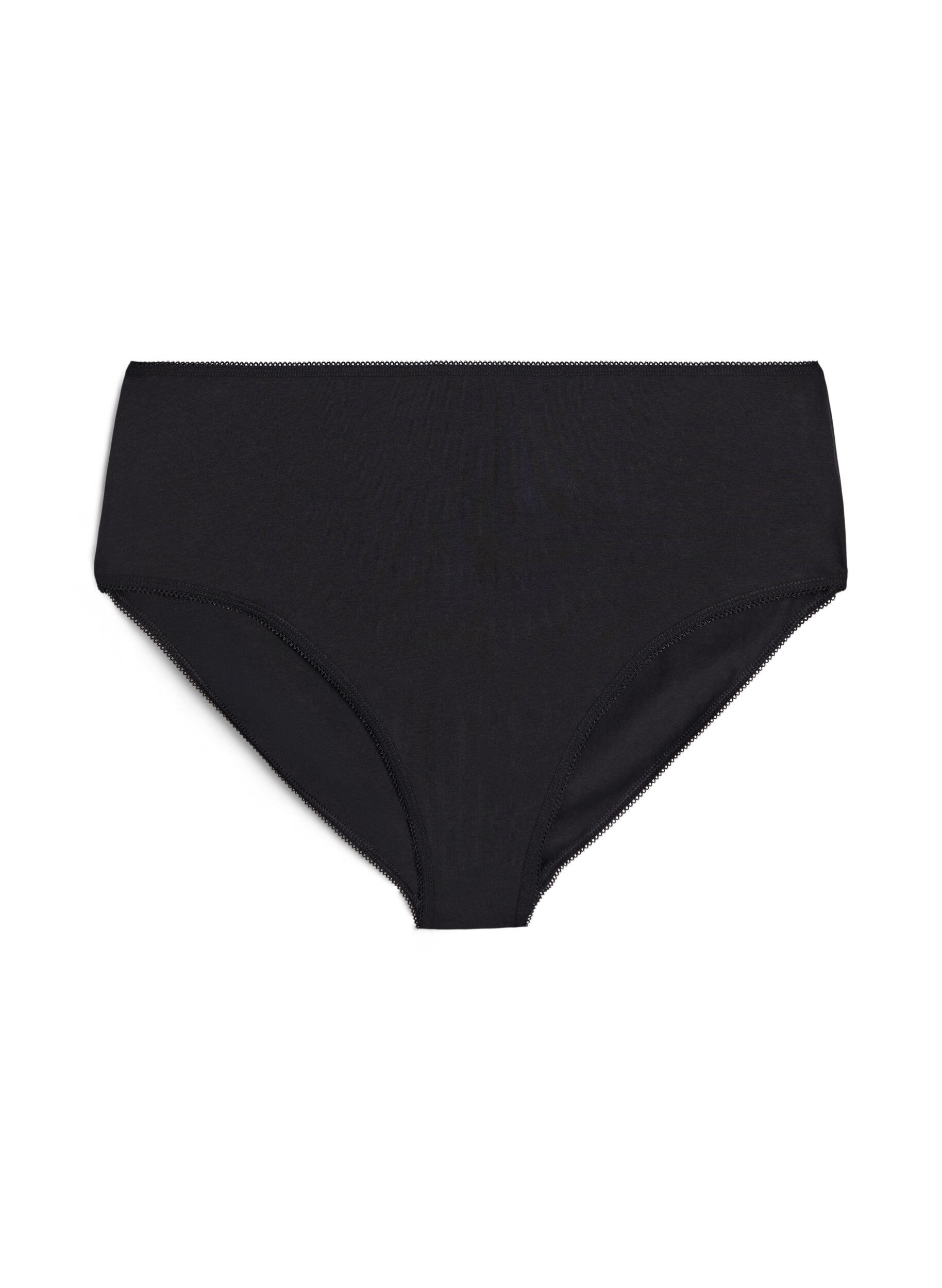 Zizzi5-pack katoenen slipje met normale taille, Zwart, Packshot image number 2