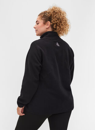 Fleece jas met zakken en rits, Black, Model image number 1