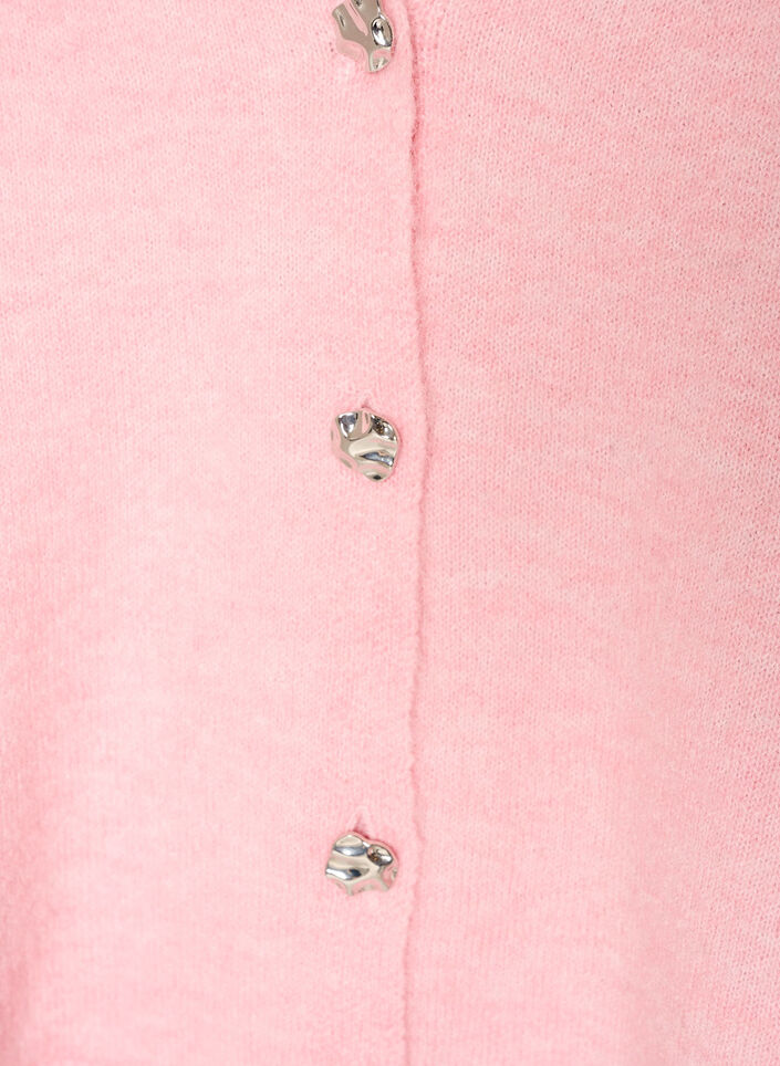 Gebreid gilet met V-hals en decoratieve knopen, Roze, Packshot image number 2