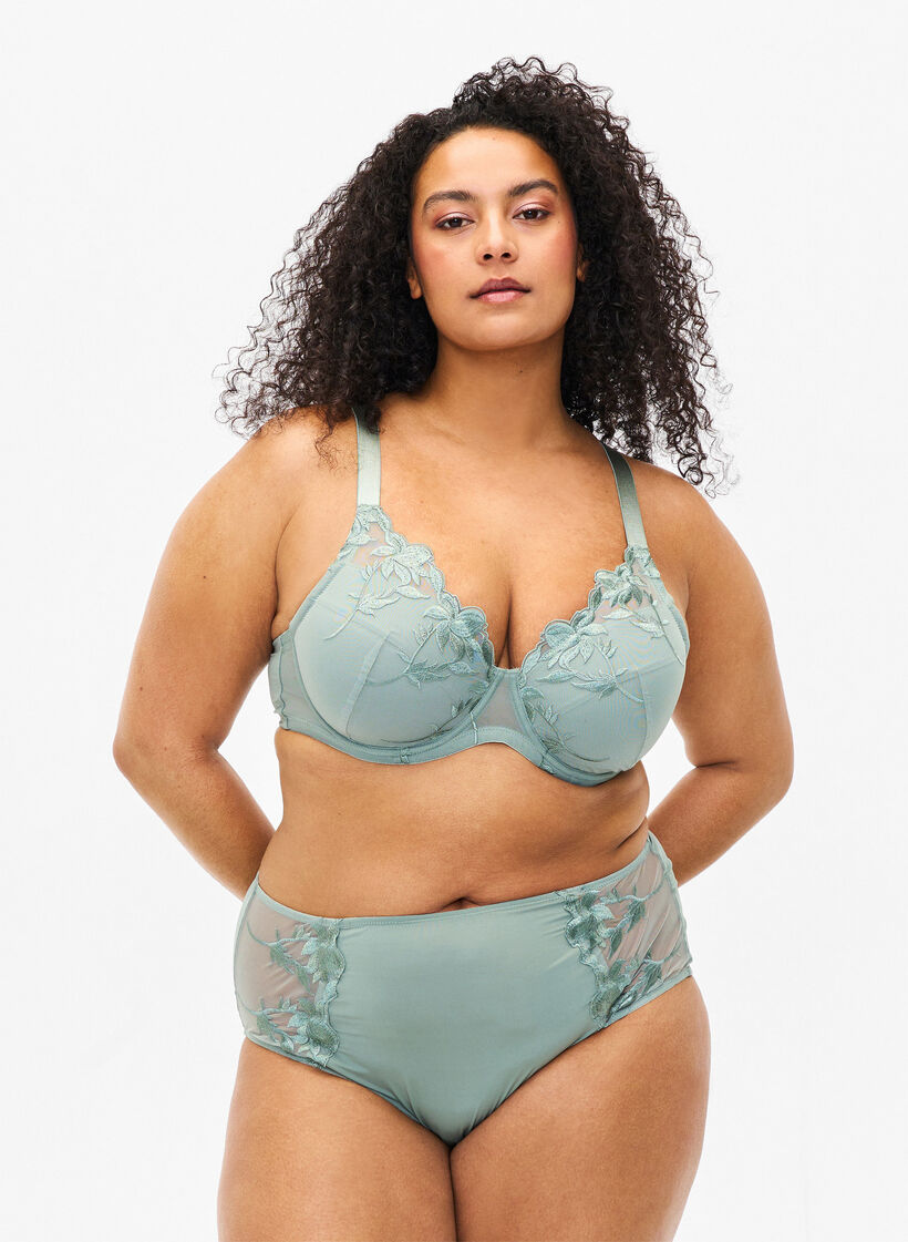 Hipsterslip met borduursel en normale taille, Iceberg Green, Model image number 0