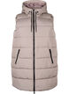 Lange vest met capuchon en zakken, Beige, Packshot image number 0