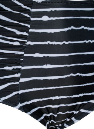 Gestreept bikinibroekje met hoge taille, Black White Stripe, Packshot image number 2