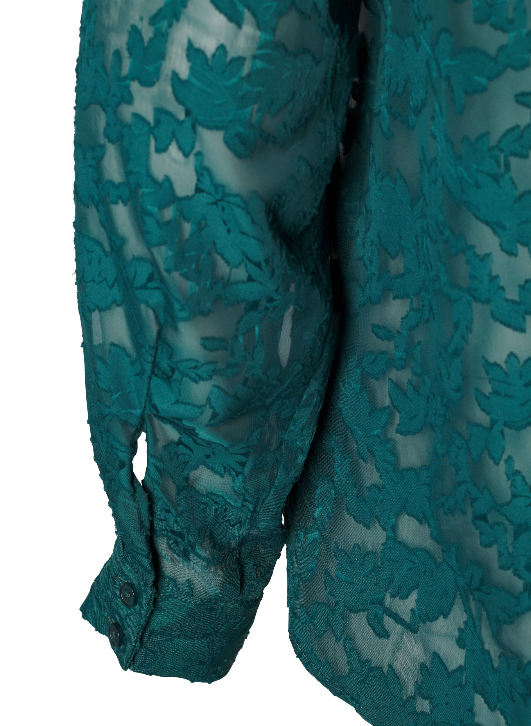 Zizzi Jacquard overhemd met knopen, Rain Forest, Packshot image number 4
