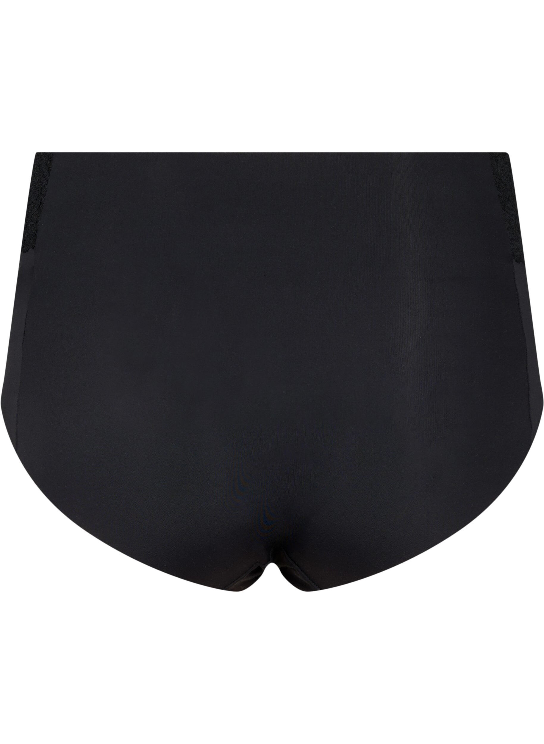 Zizzi 2-pack slipjes met kant en reguliere taille, Black, Packshot image number 1
