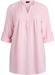 Katoenen mousseline tuniek met broderie anglaise, Roze