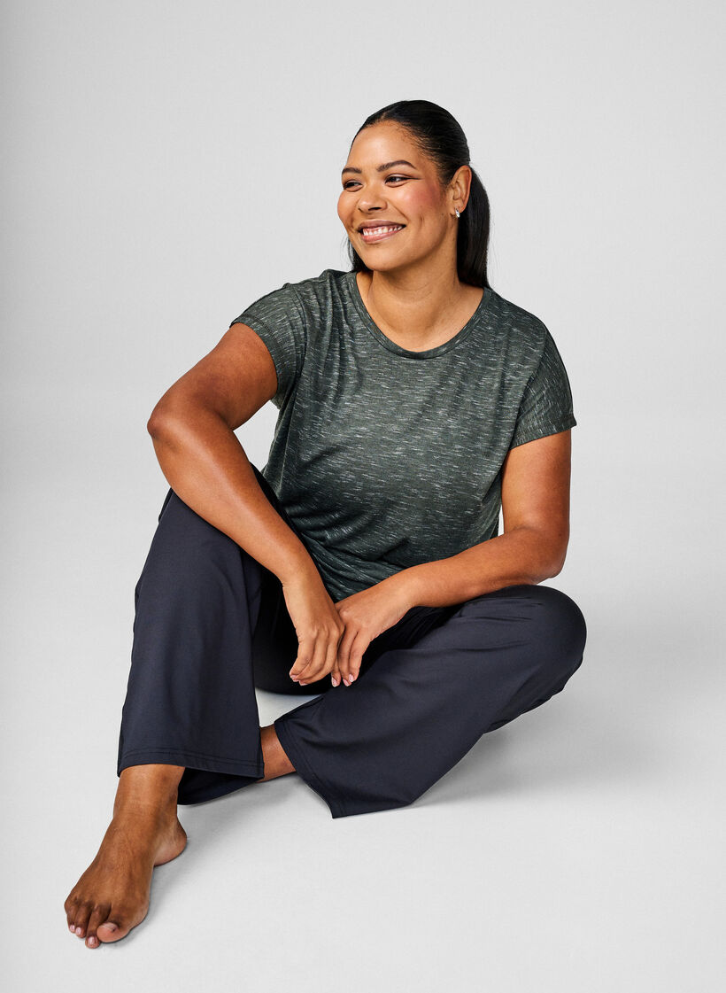 Losse workout T-shirt met korte mouwen, Groen, Image image number 0