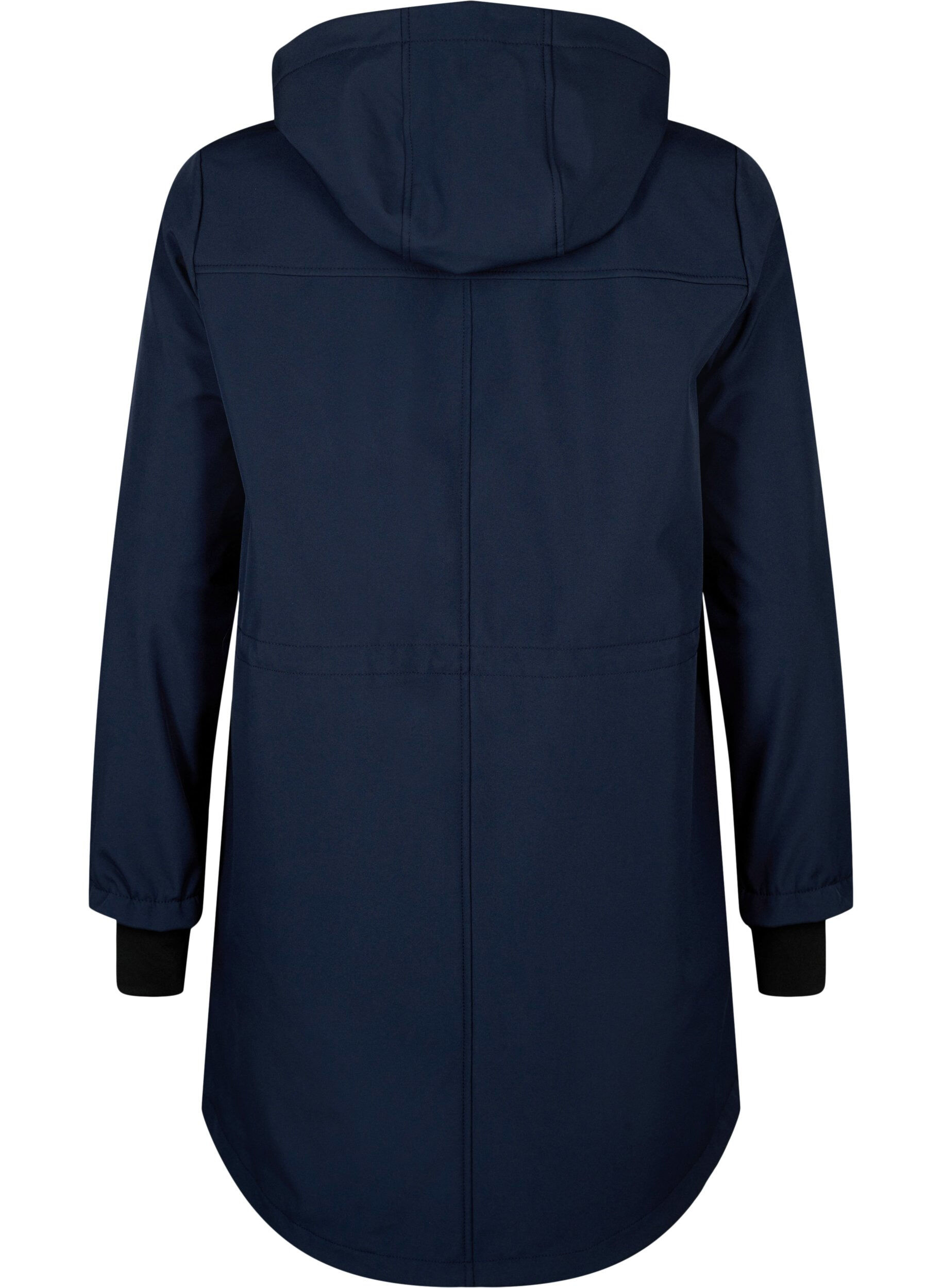 Zizzi Softshell jas met afneembare capuchon, Blauw, Packshot image number 1