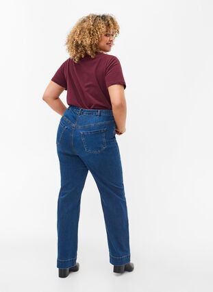 Regular fit Megan jeans met extra hoge taille, Blue denim, Model image number 1