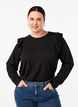  Blouse met lange mouwen en ruches, Black, Model image number 0