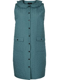 Lang gewatteerd vest met kraag en ruches, Sagebrush Green