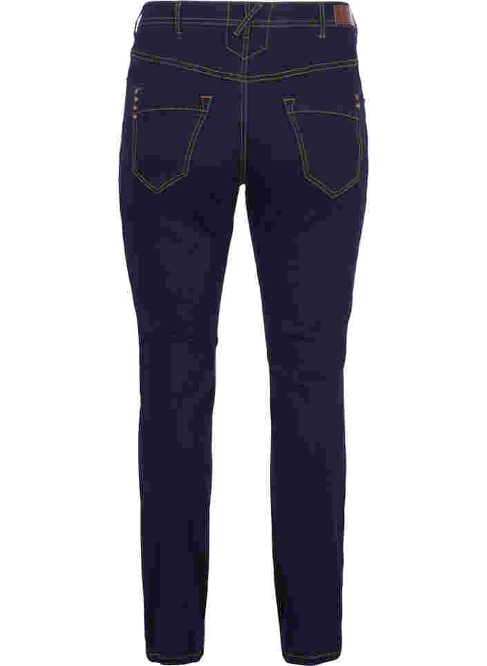 Slim fit Vilma jeans met hoge taille, Dk blue rinse, Packshot image number 1