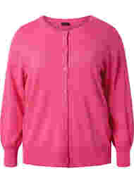 Geribd vest met knoopsluiting, Hot Pink